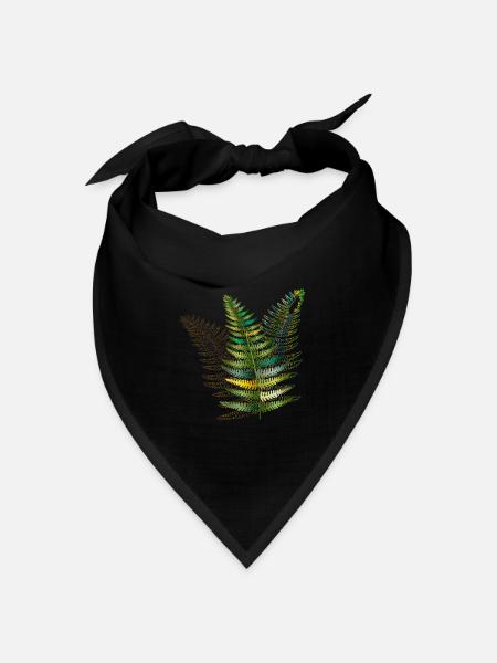 Filigrane Farnblätter - Bandana Dreieckstuch - Schwarz