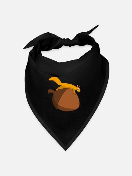 Das Eichhörnchen gegen die Eichel - Bandana Dreieckstuch - Schwarz