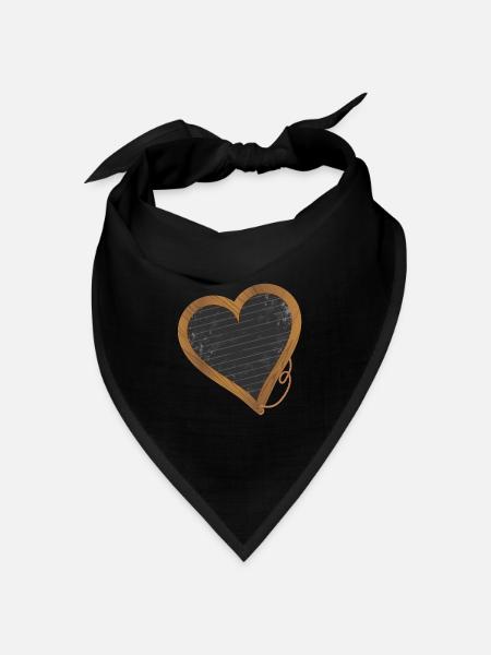 schwarze Schiefertafel in Herzform für Schulanfang - Bandana Dreieckstuch - Schwarz