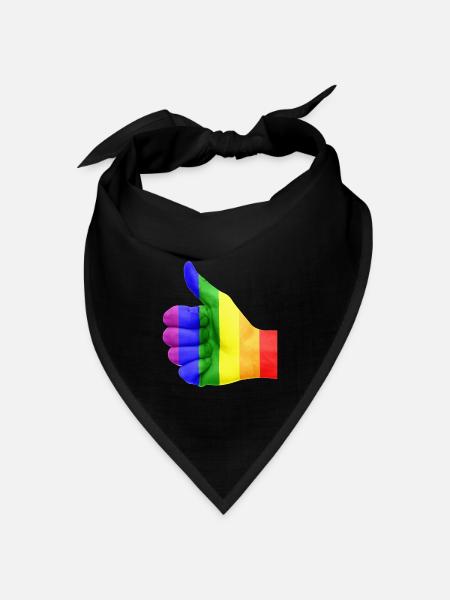 Regenbogen LGBT Daumen hoch - Bandana Dreieckstuch - Schwarz