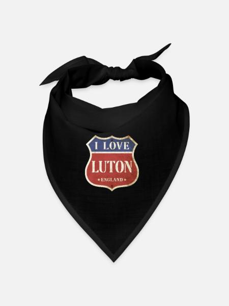 Luton England UK Stadt I Love Vintage Retro - Bandana Dreieckstuch - Schwarz