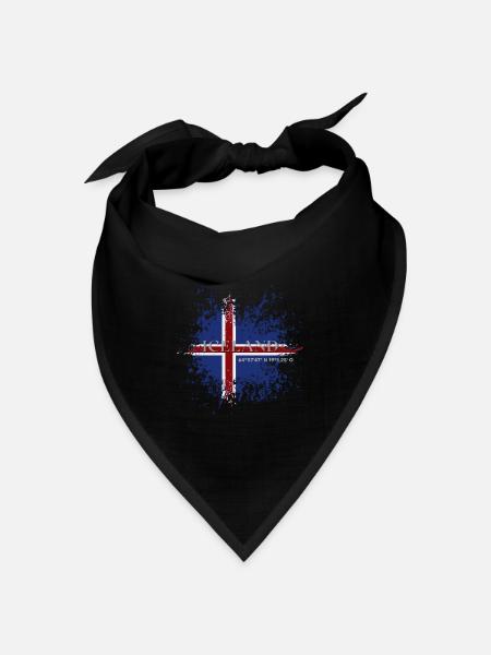 Flagge von Island Grunge, Isländischer Stolz - Bandana Dreieckstuch - Schwarz