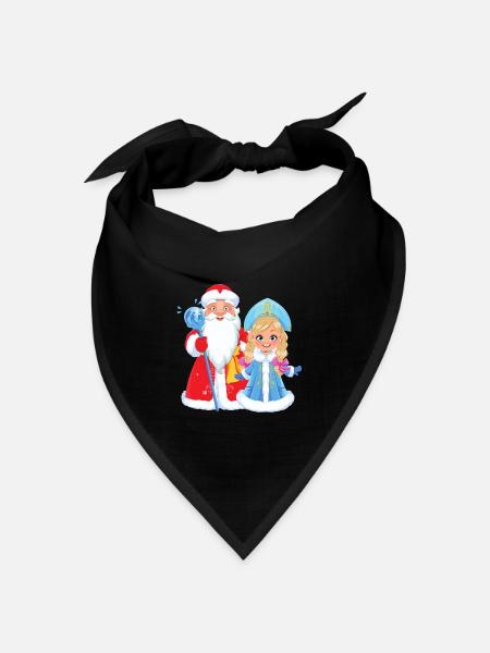 Ded Moroz Snegurotschka russischer Weihnachtsmann - Bandana Dreieckstuch - Schwarz