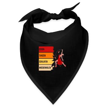 Essen, Tanzen, Schlafen, Wiederholen - Bandana Dreieckstuch - Schwarz - Vorne