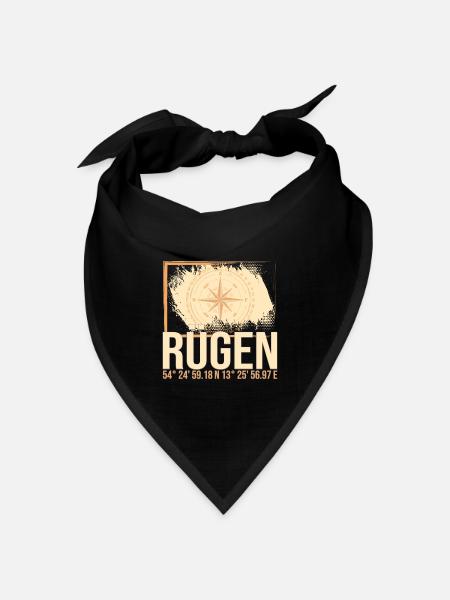 Rügen Koordinaten - Bandana Dreieckstuch - Schwarz