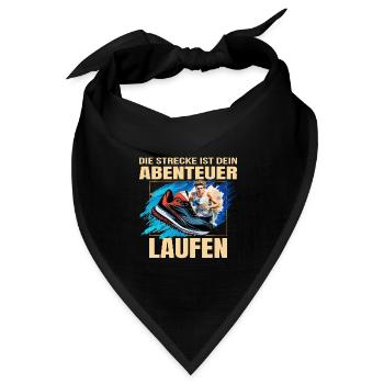 Laufen: Die Strecke ist dein Abenteuer - Bandana Dreieckstuch - Schwarz - Vorne