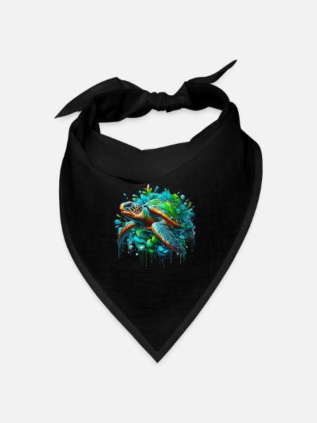 Schildkröte - Bandana Dreieckstuch - Schwarz