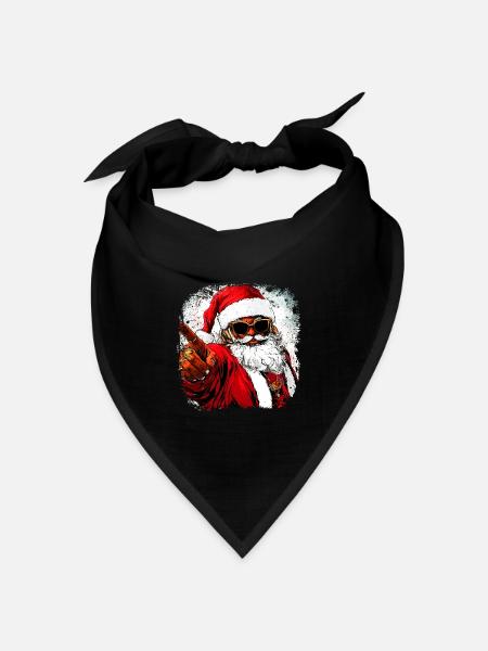 Weihnachtsmann Hip Hop - Bandana Dreieckstuch - Schwarz