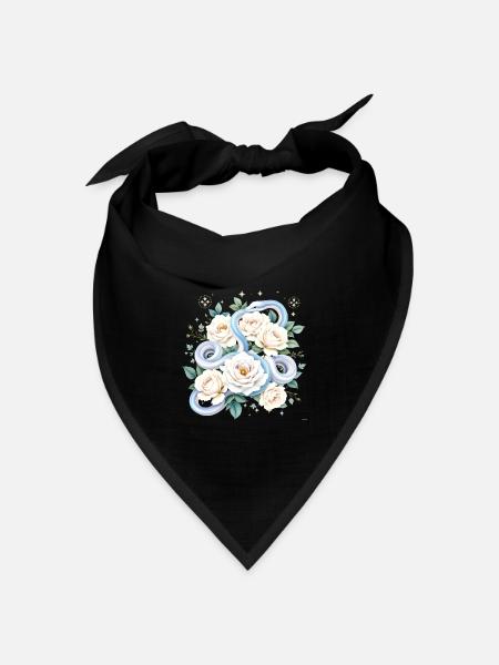 Blaues Snake Cream Roses Design. - Bandana Dreieckstuch - Schwarz