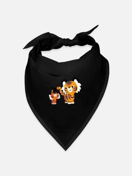 Kleine und große Tiger von Cheerful Madness!! - Bandana Dreieckstuch - Schwarz