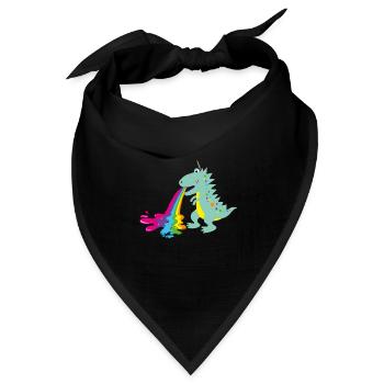 dino, kotzender dinohorn, Dinosaurier, comic - Bandana Dreieckstuch - Schwarz - Vorne