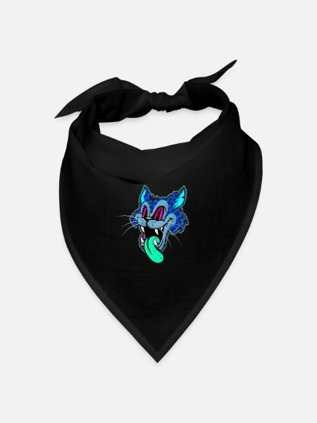 Leopard Comic Psychedelisch - Bandana Dreieckstuch - Schwarz