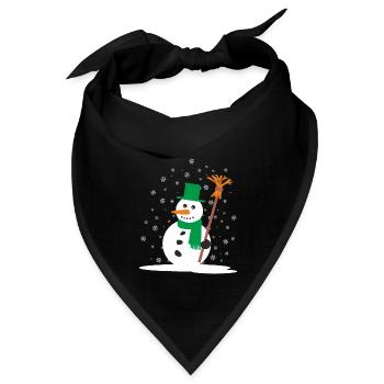 Weihnachts-Schneemann - Bandana Dreieckstuch - Schwarz - Vorne