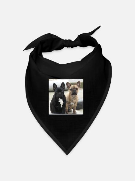 Zwei Französische Bulldoggen - Bandana Dreieckstuch - Schwarz