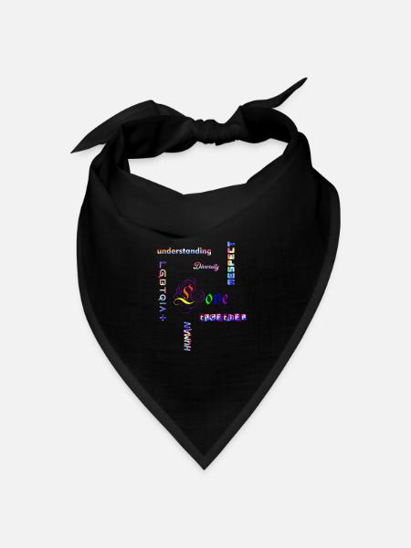 LGBTQIA - Statement Regenbogenfarben - Bandana Dreieckstuch - Schwarz