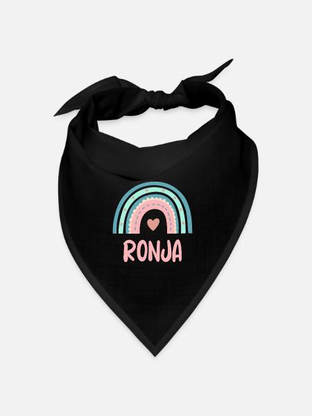 Ronja Name Regenbogen Baby - Bandana Dreieckstuch - Schwarz
