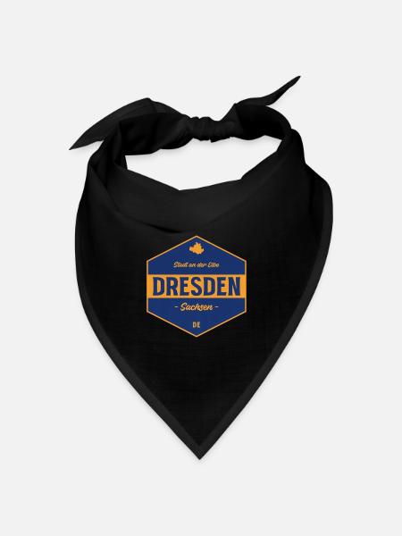 Dresden Signet Blau-Gold - Bandana Dreieckstuch - Schwarz
