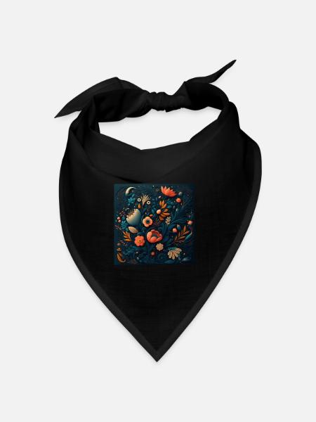 Botanicals Blumenmuster - Bandana Dreieckstuch - Schwarz