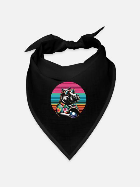 Nilpferd Bowling - Bandana Dreieckstuch - Schwarz