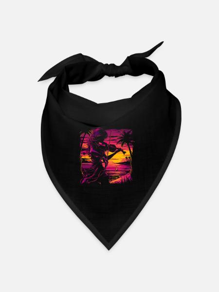 Geigerin Synthwave - Bandana Dreieckstuch - Schwarz