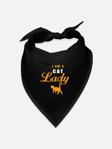 I Am a Cat Lady – Katzen Design | Lustig & Retro - Bandana Dreieckstuch - Schwarz