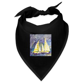 Farbenfroher Segelboot-Motiv im Expressionismus - Bandana Dreieckstuch - Schwarz - Vorne