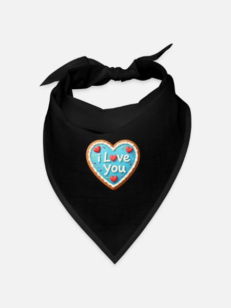 Lebkuchen Herz Geschenkidee für Freundin  - Bandana Dreieckstuch - Schwarz