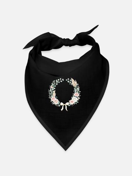 Pastellblumenkranz mit Band - Bandana Dreieckstuch - Schwarz