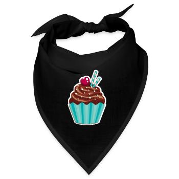 Cupcake - Muffin - Donut - Eis - Schokolade - DD - Bandana Dreieckstuch - Schwarz - Vorne