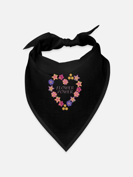 Flower Power Blumen Sommer Frühling bunt - Bandana Dreieckstuch - Schwarz