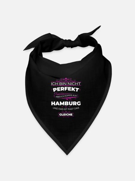 Hamburger - Nicht perfekt, aber aus Hamburg - Bandana Dreieckstuch - Schwarz