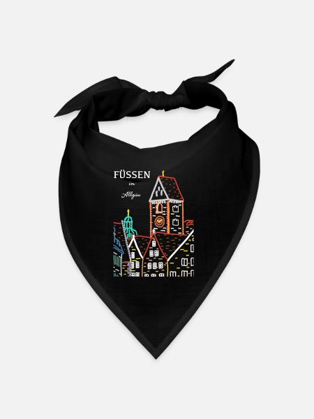 Füssen im Allgäu, Bayern - Bandana Dreieckstuch - Schwarz