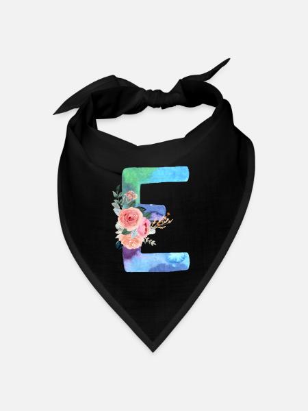 Buchstabe E Aquarell - Bandana Dreieckstuch - Schwarz