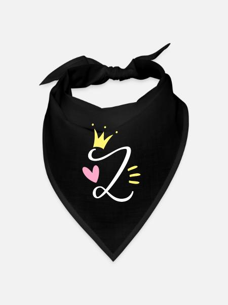 Buchstabe Z Anfangsbuchstabe Krone - Bandana Dreieckstuch - Schwarz
