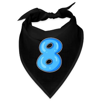 Zahl 8 Nummer Acht Motiv Blau - Bandana Dreieckstuch - Schwarz - Vorne