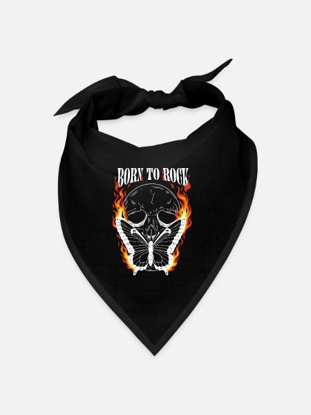 Born to Rock – Skull & Butterfly Metal Shirt - Bandana Dreieckstuch - Schwarz