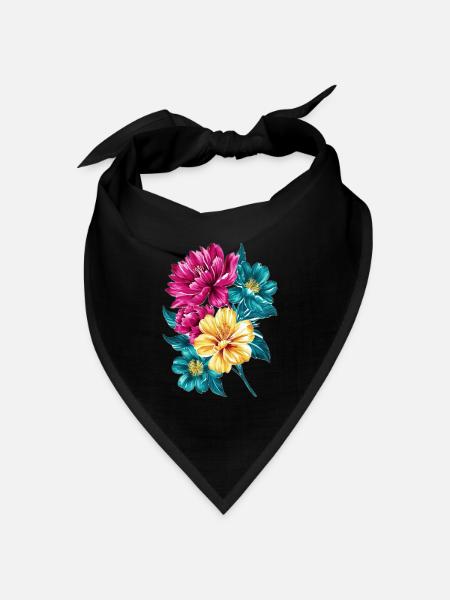 Blumenstrauß - Bandana Dreieckstuch - Schwarz