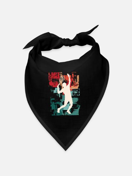 Tennis Tennisspieler Spieler Vintage Retro Bunt - Bandana Dreieckstuch - Schwarz
