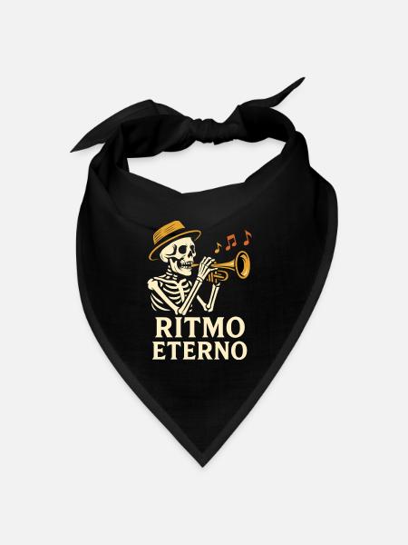 Ritmo Eterno: Jazz-/Latin-Trompeter-Skelett - Bandana Dreieckstuch - Schwarz