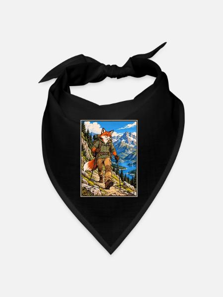 On the Trail – Fuchswanderer in den Bergen - Bandana Dreieckstuch - Schwarz