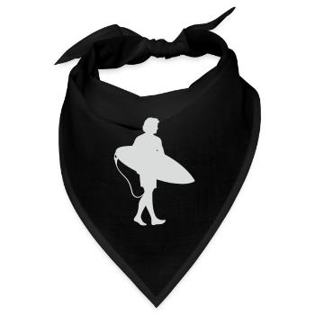 Surfer Silhouette am Surfbrett - Bandana Dreieckstuch - Schwarz - Vorne