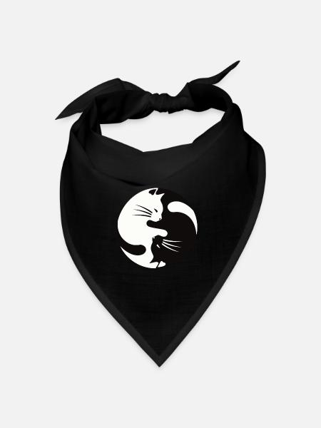 2 Katzen schmusen ,ying yang - Bandana Dreieckstuch - Schwarz