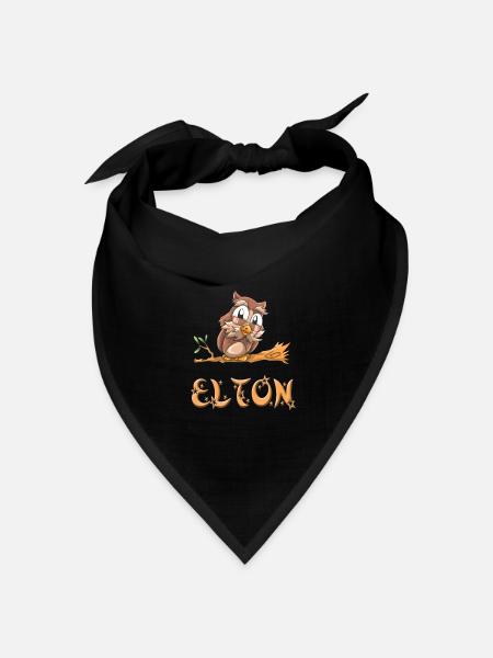 Eule Elton - Bandana Dreieckstuch - Schwarz
