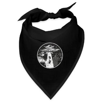 Alien UFO entführen einen Hund und Besitzer Logo - Bandana Dreieckstuch - Schwarz - Vorne