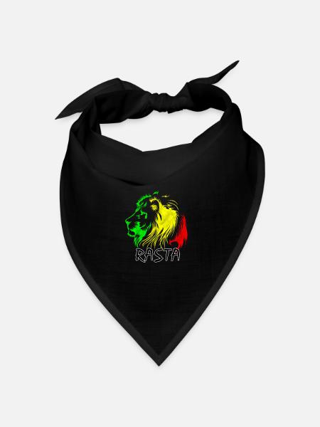 Rasta Löwe: Grün-Gelb-Rot Stil - Bandana Dreieckstuch - Schwarz