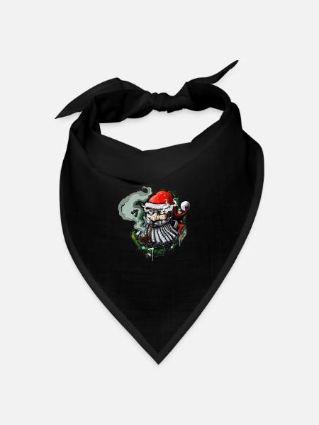Santa geraucht - Bandana Dreieckstuch - Schwarz