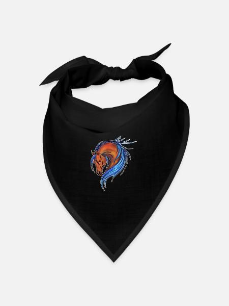 steigendes Pferd Horse - Bandana Dreieckstuch - Schwarz
