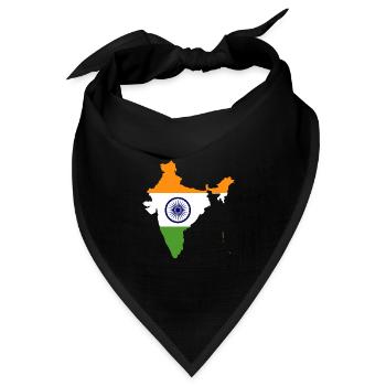 Indien Flagge Geschenkidee Landkarte - Bandana Dreieckstuch - Schwarz - Vorne