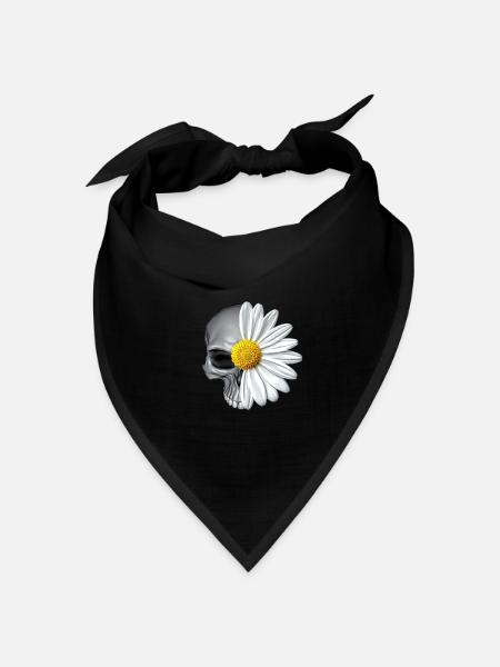 gänseblümchen totenkopf - Bandana Dreieckstuch - Schwarz
