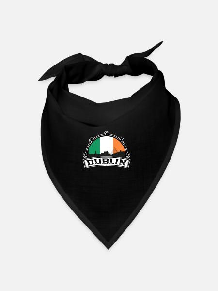 Dublin Irland Skyline Reise Souvenir Irische Flagge - Bandana Dreieckstuch - Schwarz
